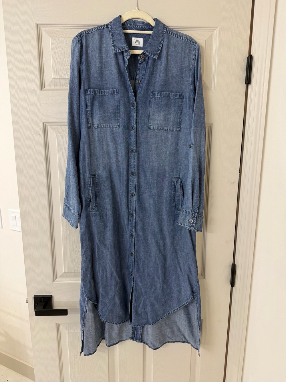 W. Lab Chambray Midi Shirt Dress in Blue